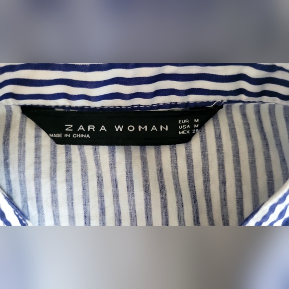 ZARA Woman Embroidered Striped Shirt – Crane Bird – Statement Piece – Size M - Picture 6 of 10